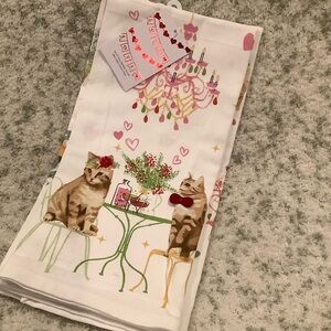 Cats in Love Valentines Kitchen Towels Set of 2,  NWT Cotton 20x28”